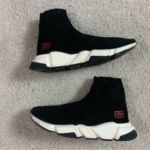 Balenciaga Black and White Athletic Shoes